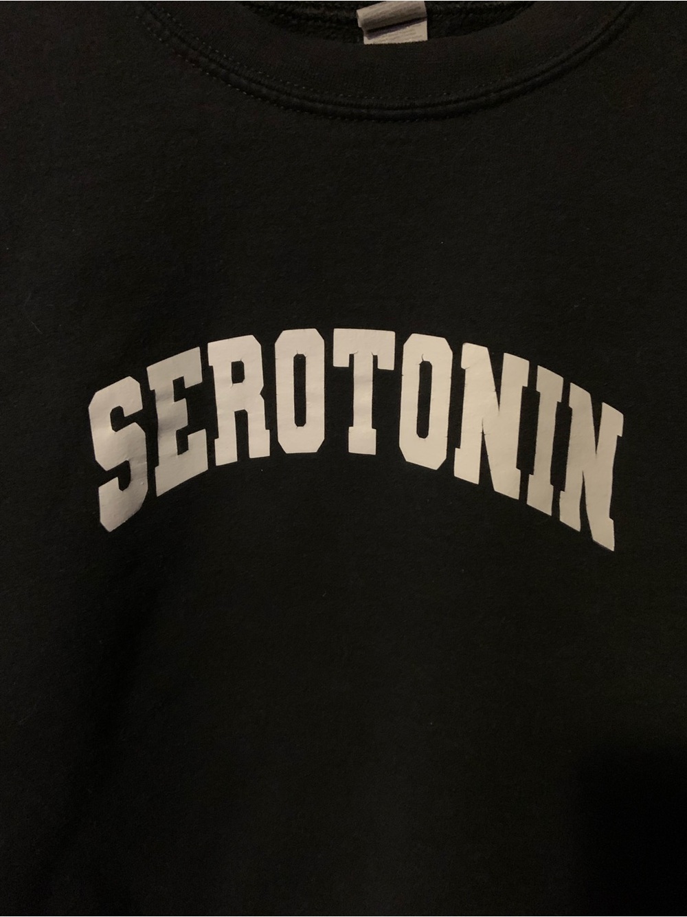 SEROTONIN Crew Neck Sweater Gildan Heavy Blend Black Size Large